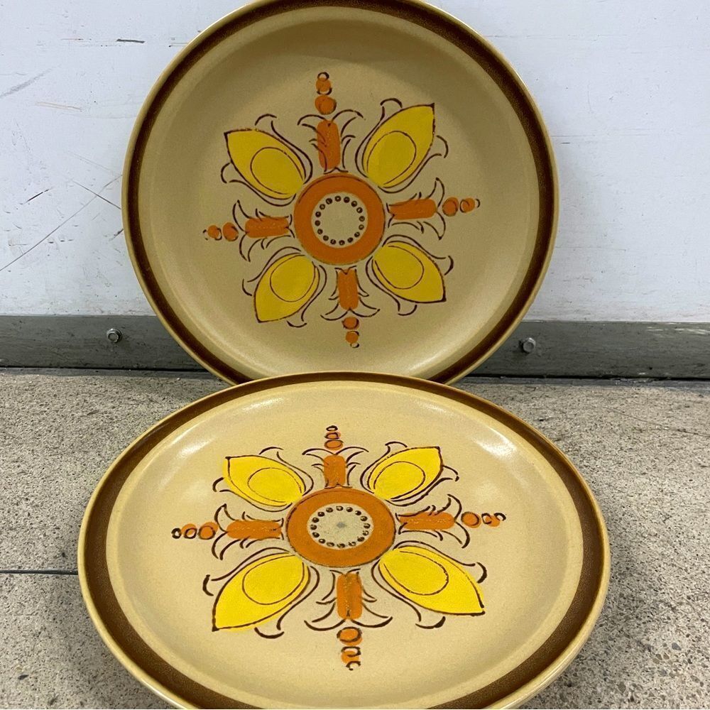 Set of 3 Vintage Stoneware Plates